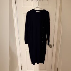 Zara Navy Long Sleeve Dress with Button Accents